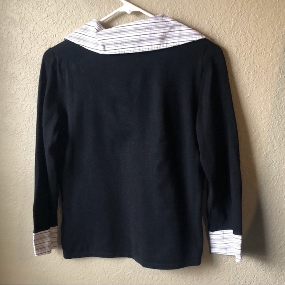 Worthington Sweater Women’s 90’s Faux Layered Black & White 3/4 Sleeve Sweater M - Picture 5 of 6